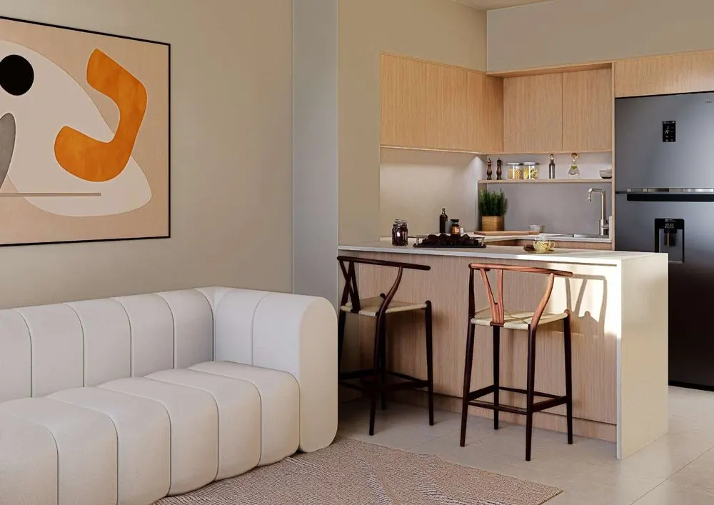 Living de una unidad terminada en M.276 Luxury Apartments, Moreno 276, Bariloche